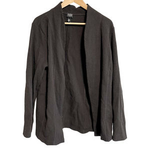 Eileen Fisher Woman Textured Cardigan Open Drape Front Sweater Top Plus Size